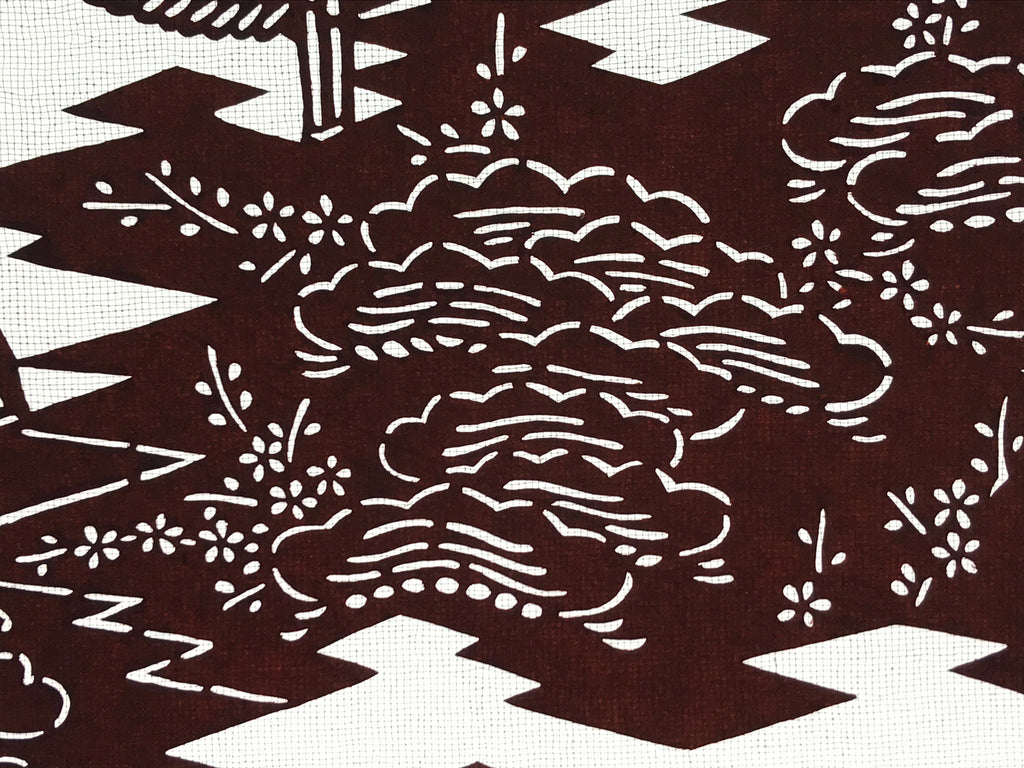 Antique Japanese Katagami Kimono Stencil Shochikubai Pine Plum Bamboo 4Y478