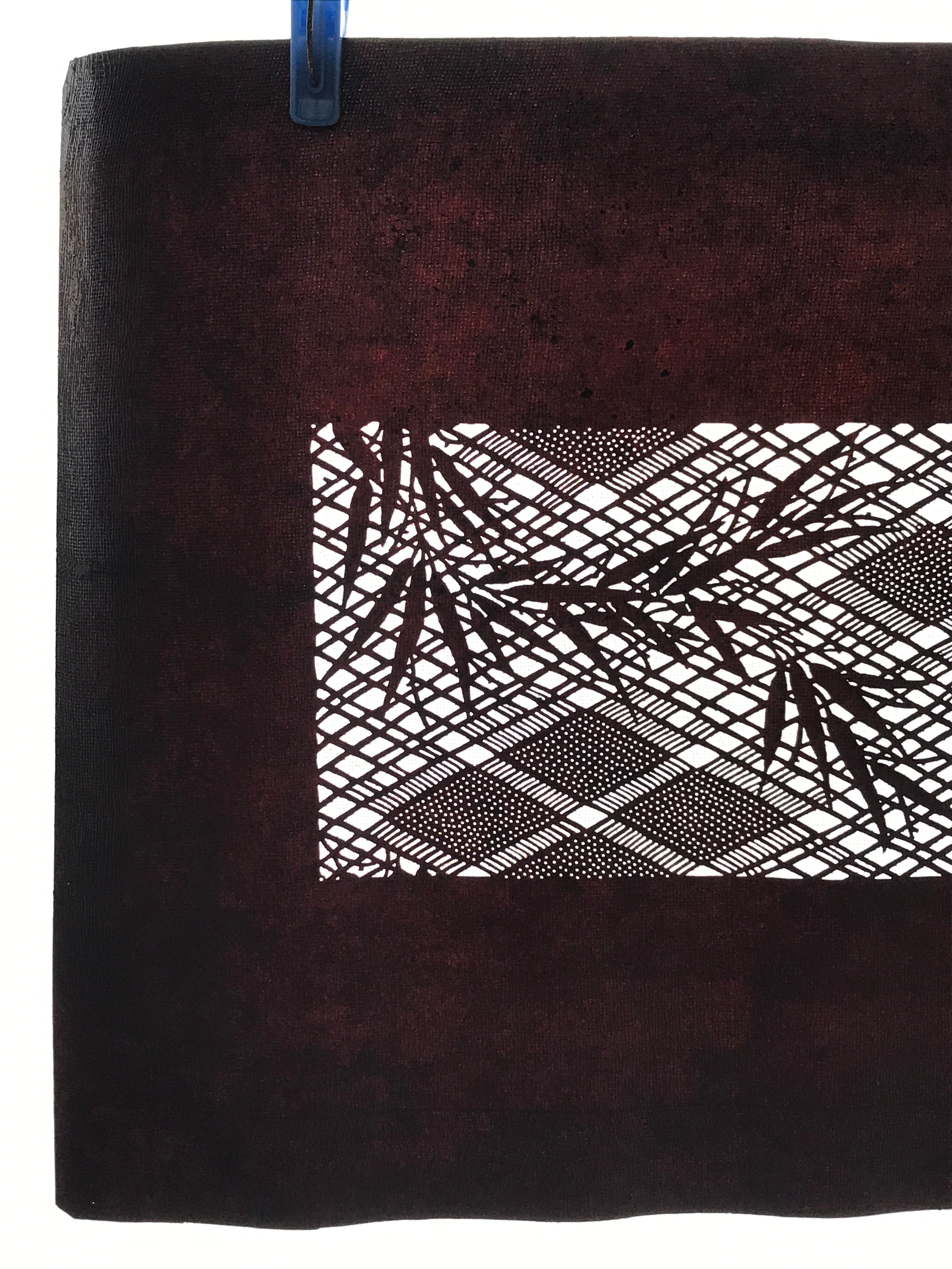Antique Japanese Katagami Paper Kimono Stencil Bamboo Leaf Basket Weave A637