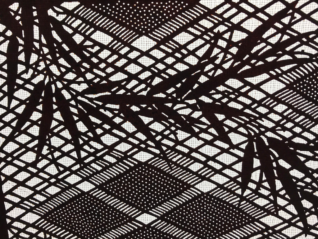 Antique Japanese Katagami Paper Kimono Stencil Bamboo Leaf Basket Weave A637