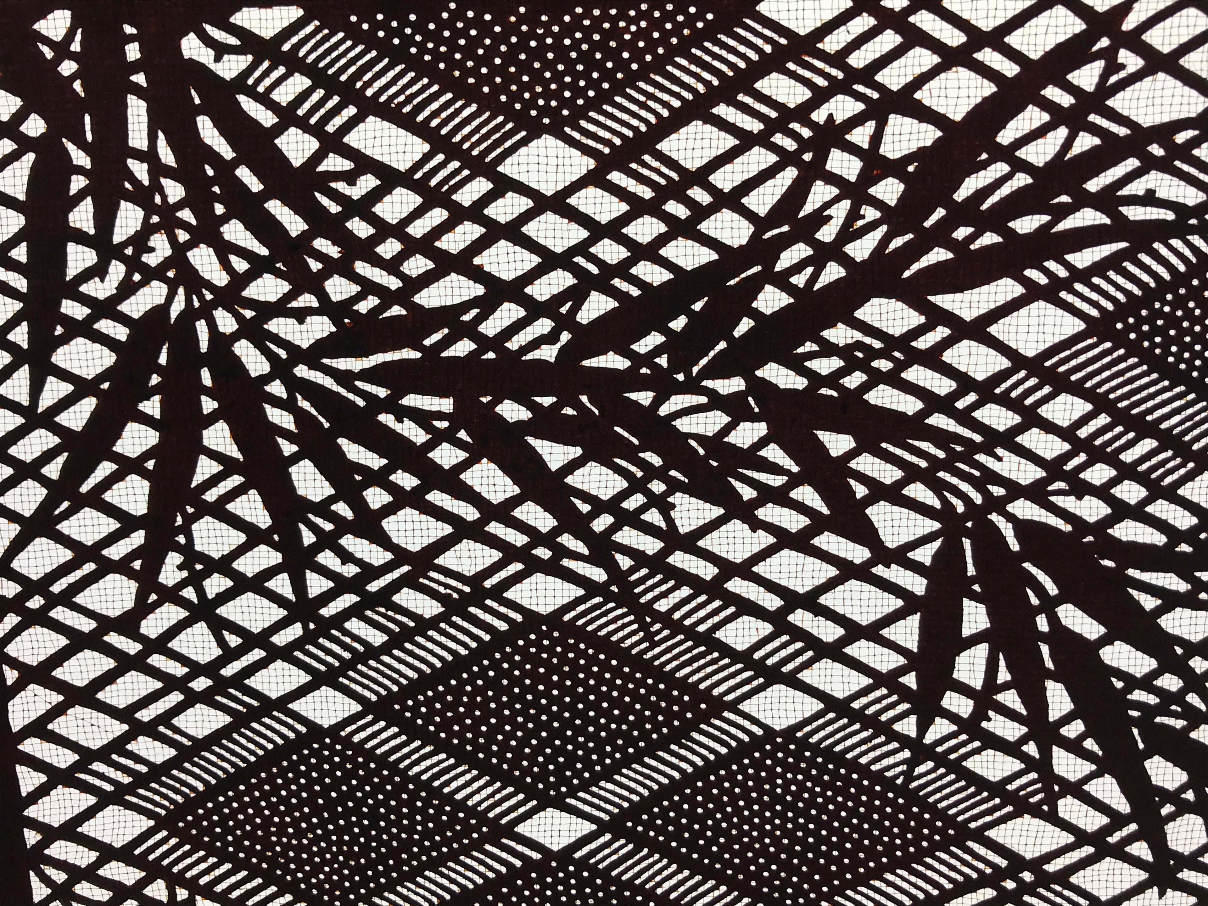 Antique Japanese Katagami Paper Kimono Stencil Bamboo Leaf Basket Weave A637