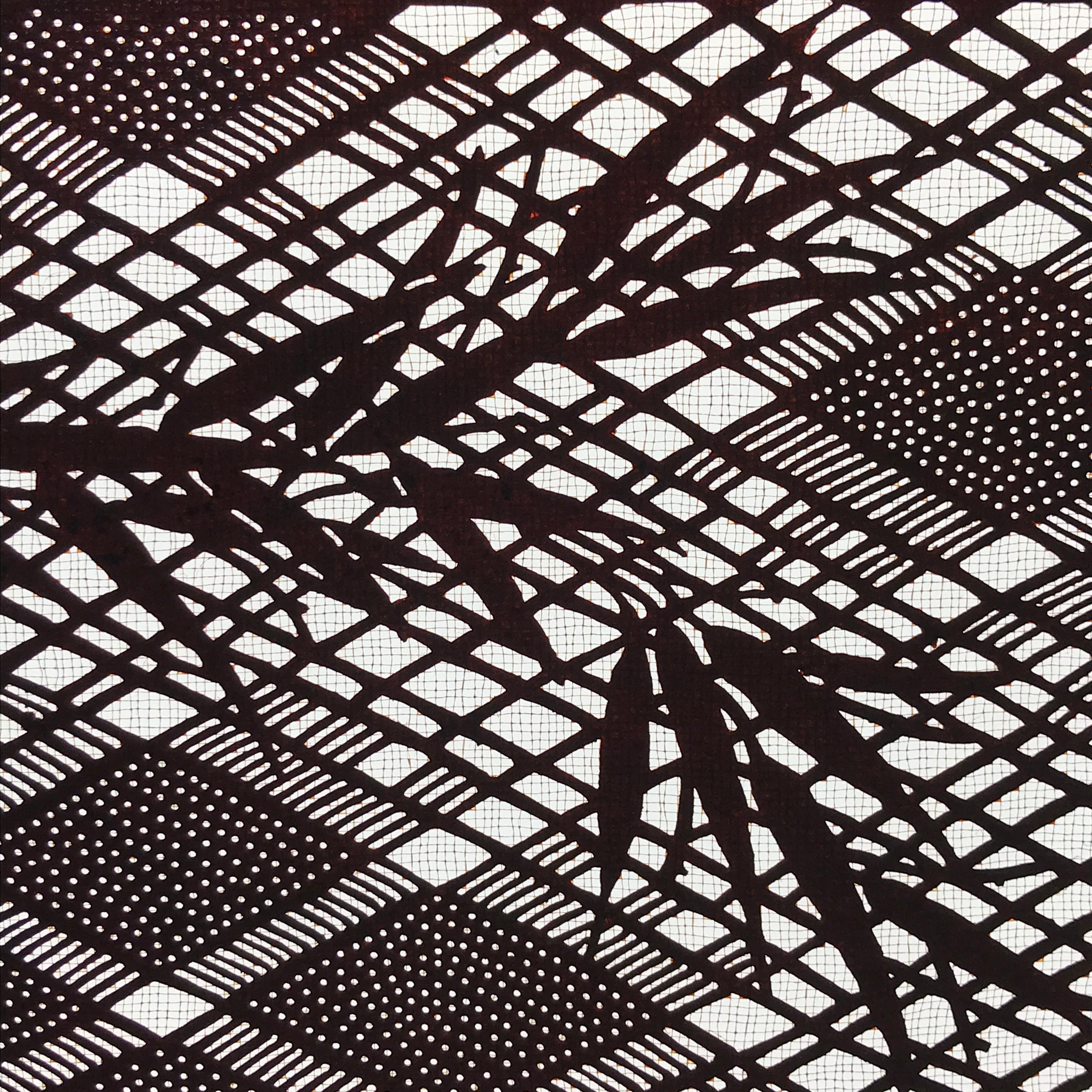 Antique Japanese Katagami Paper Kimono Stencil Bamboo Leaf Basket Weave A637