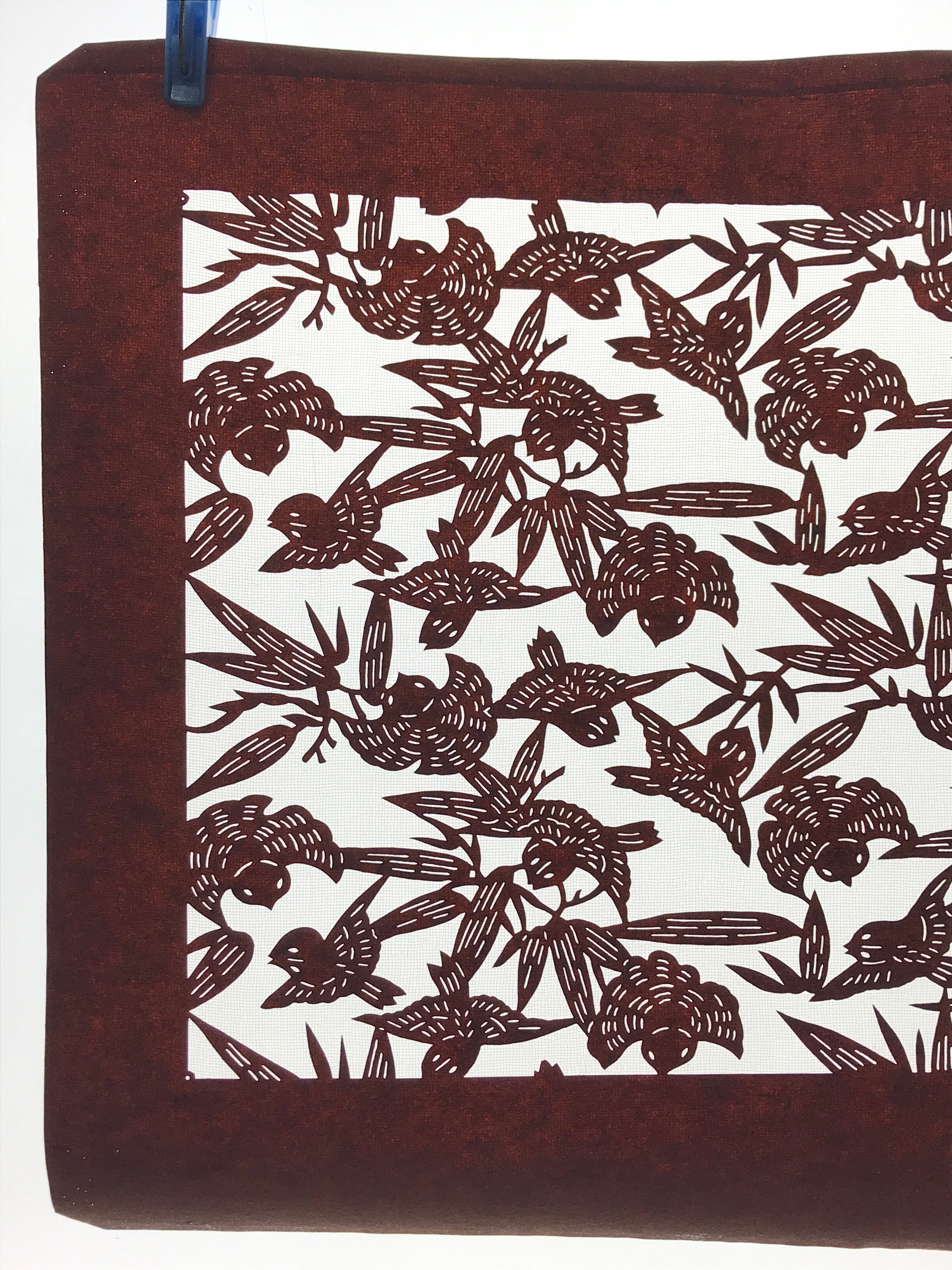 Antique Japanese Katagami Paper Kimono Stencil Birds Bamboo Leaves A640