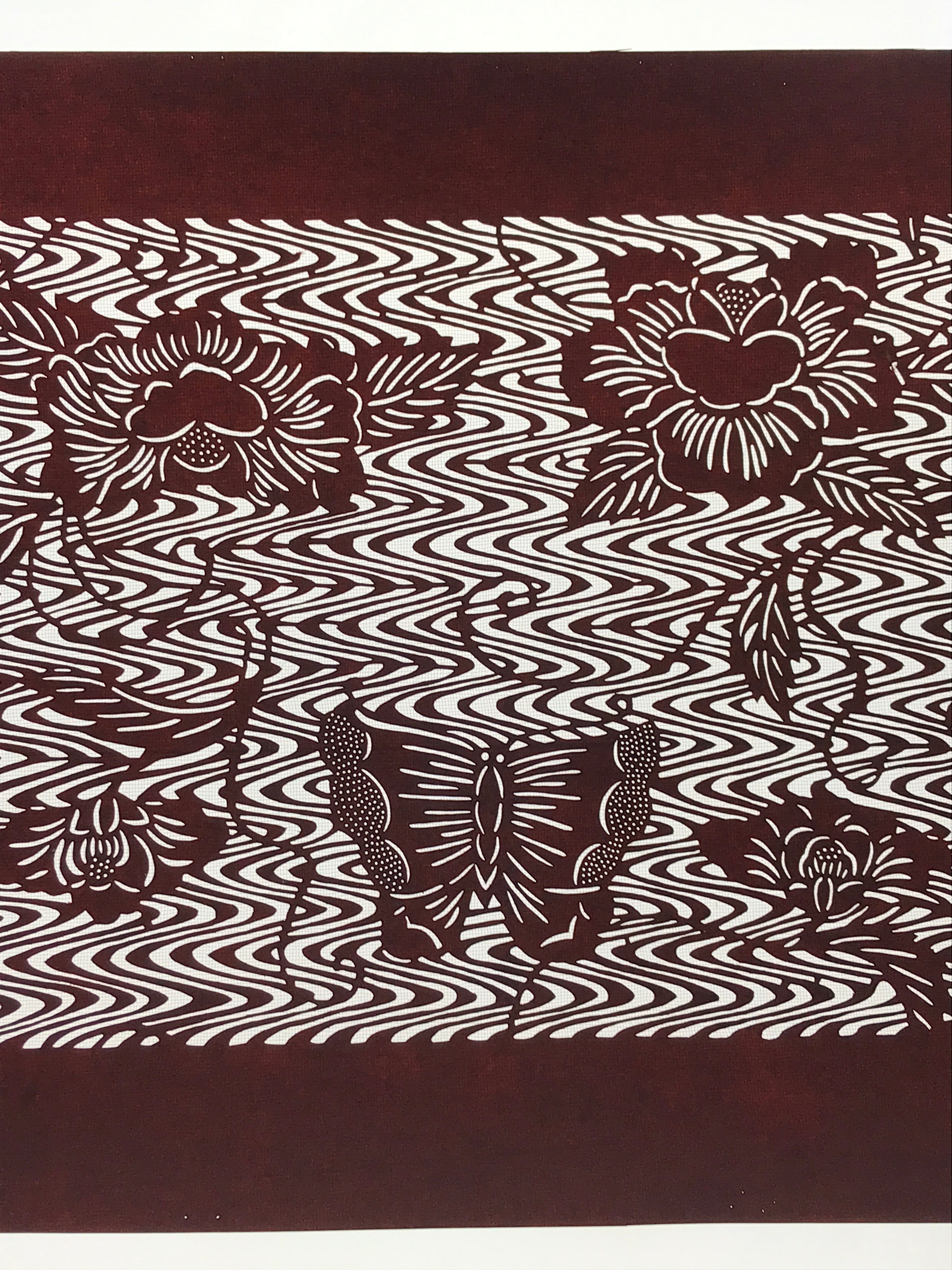 Antique Japanese Katagami Paper Kimono Stencil Butterflies Peony Flower A617
