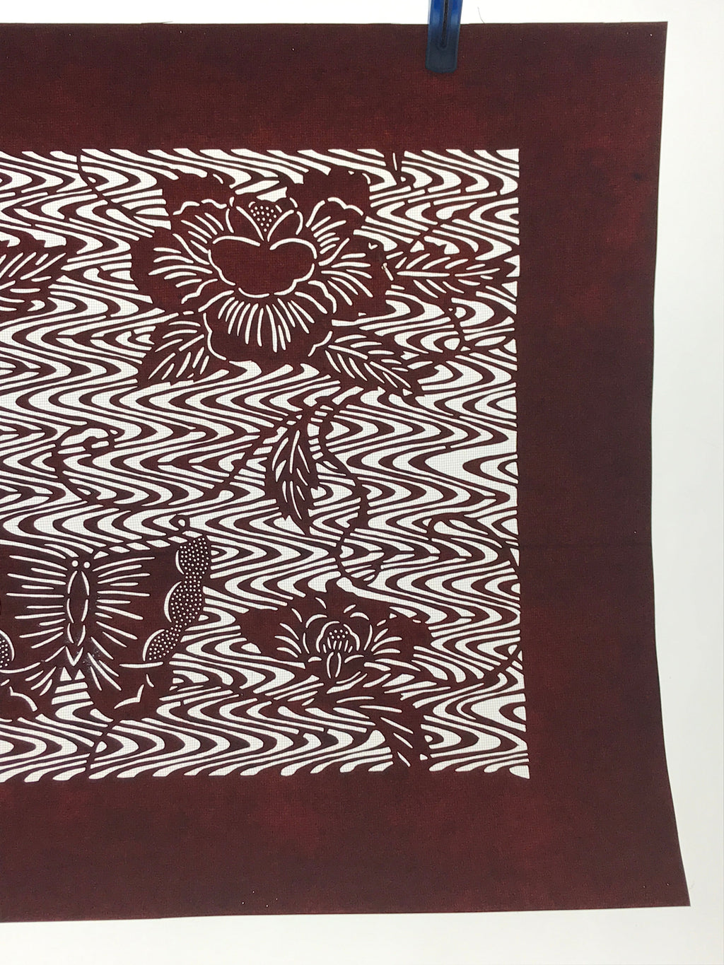 Antique Japanese Katagami Paper Kimono Stencil Butterflies Peony Flower A617