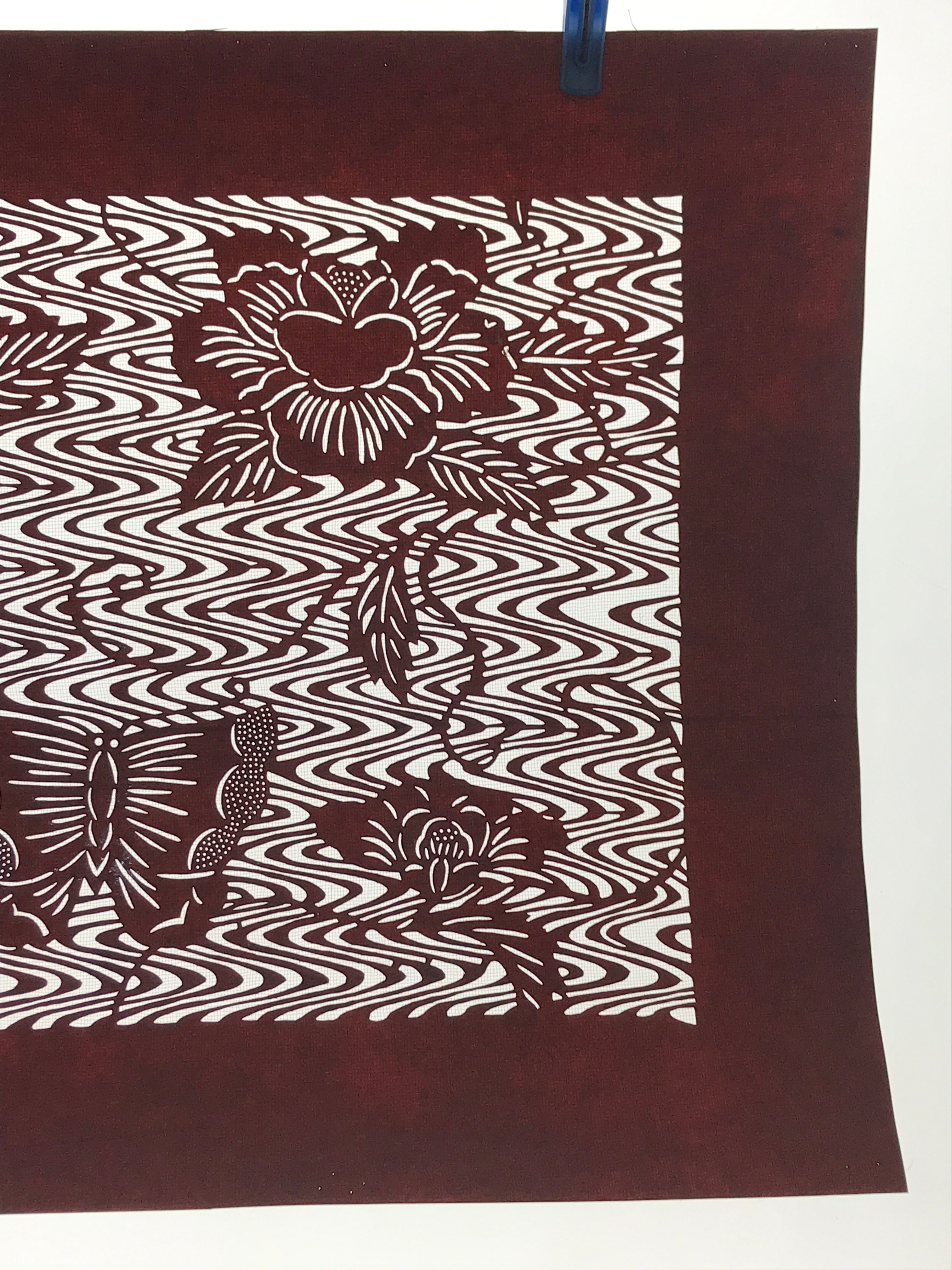 Antique Japanese Katagami Paper Kimono Stencil Butterflies Peony Flower A617