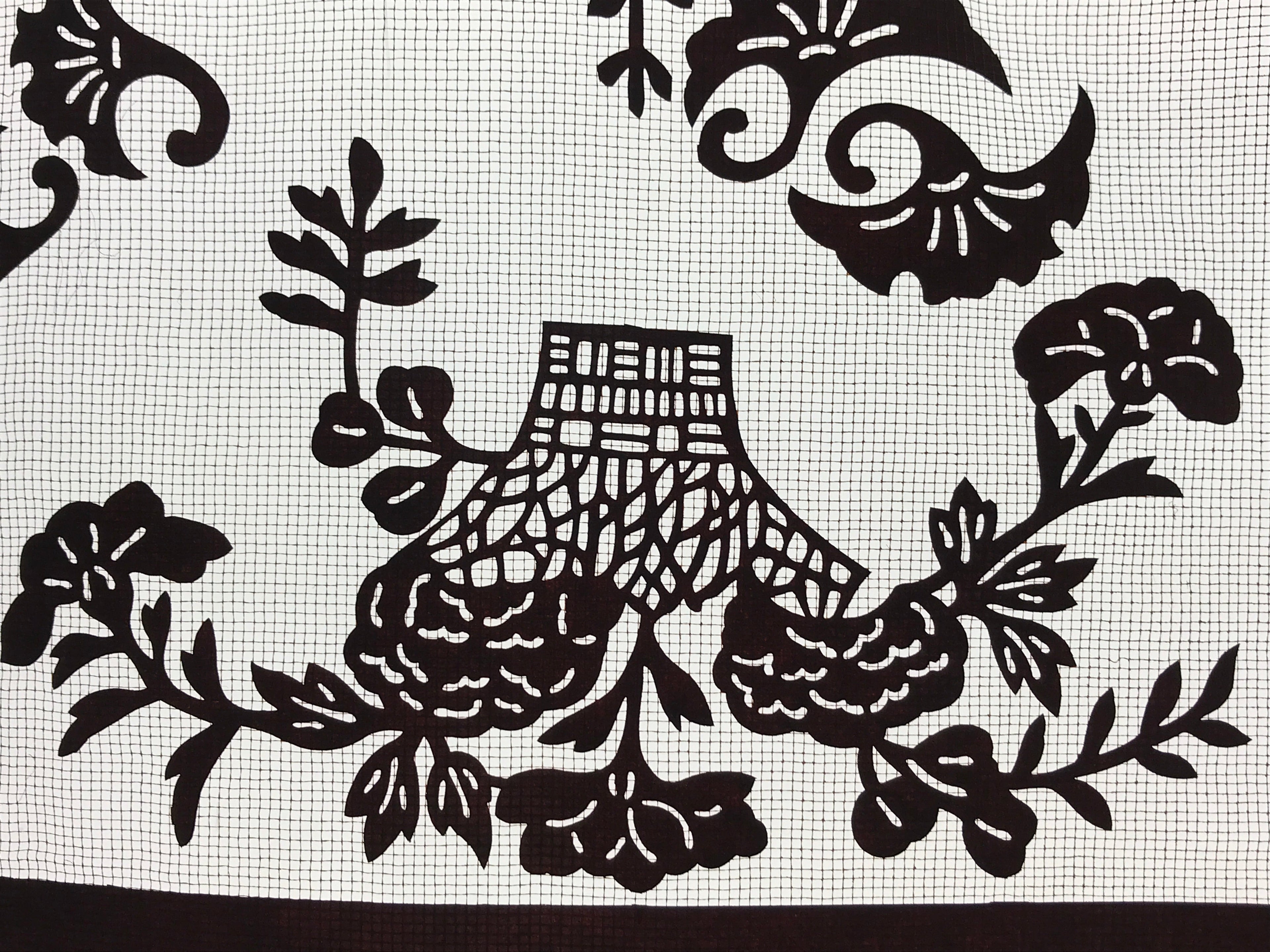 Antique Japanese Katagami Paper Kimono Stencil Carnation Plum Blossom A625