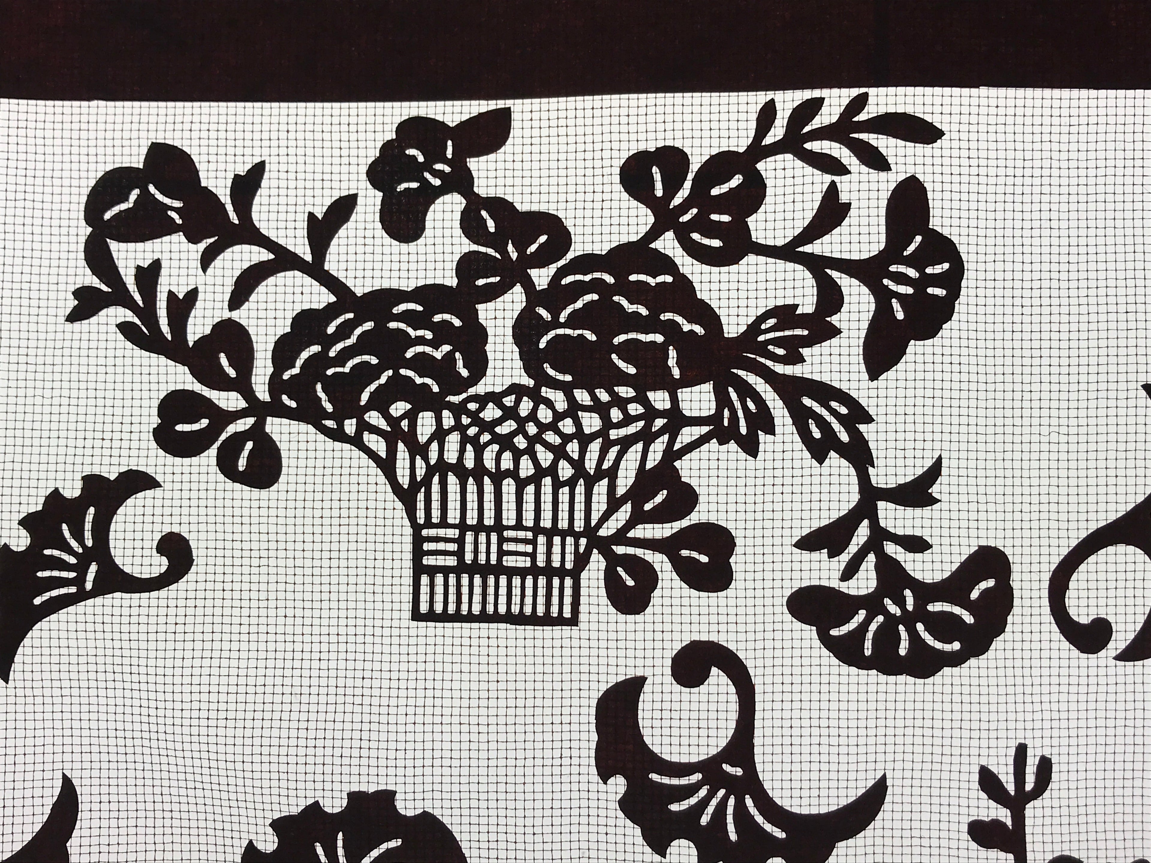 Antique Japanese Katagami Paper Kimono Stencil Carnation Plum Blossom A625
