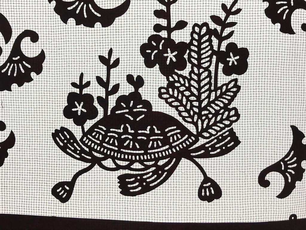Antique Japanese Katagami Paper Kimono Stencil Carnation Plum Blossom A625