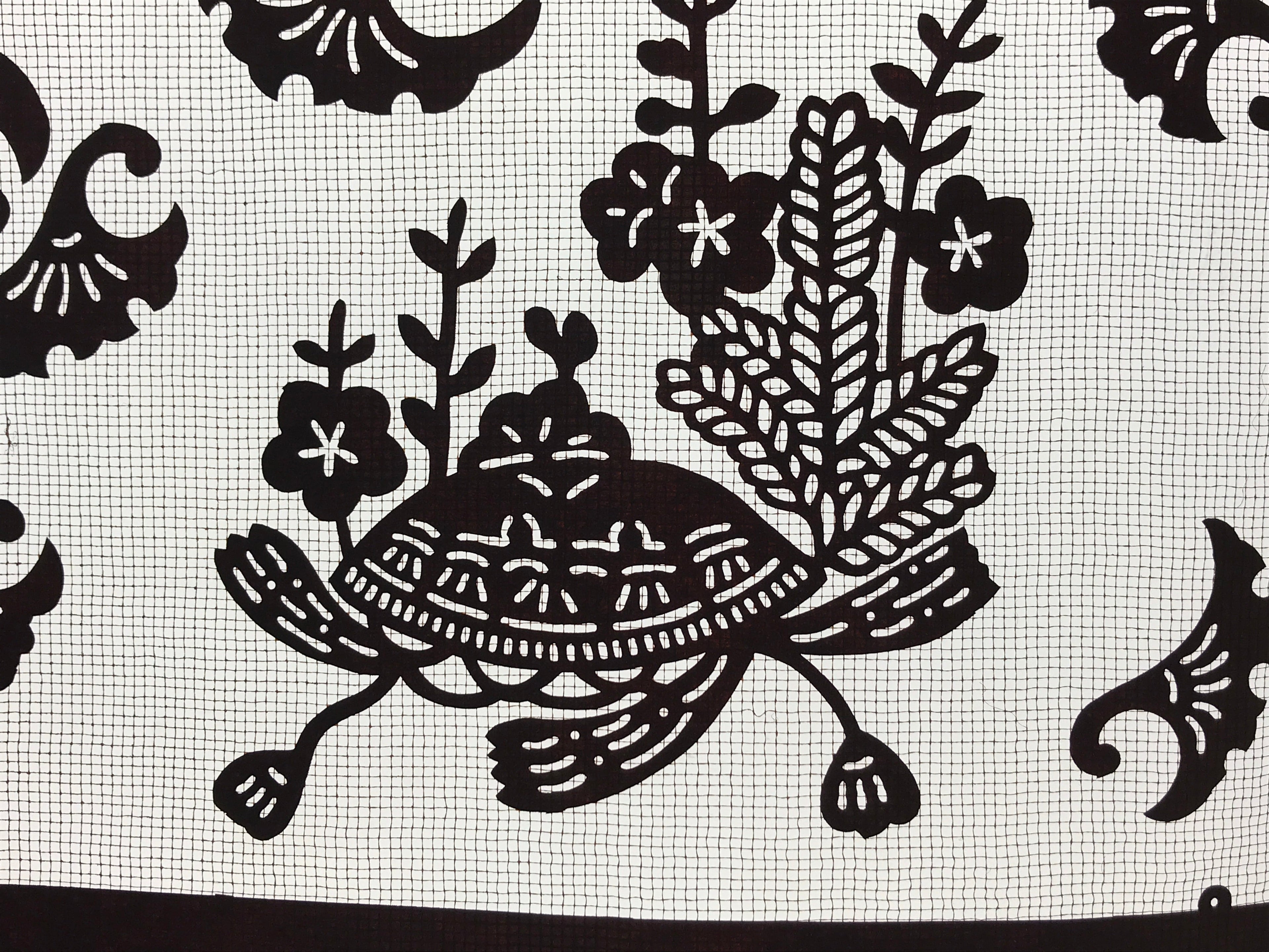 Antique Japanese Katagami Paper Kimono Stencil Carnation Plum Blossom A625
