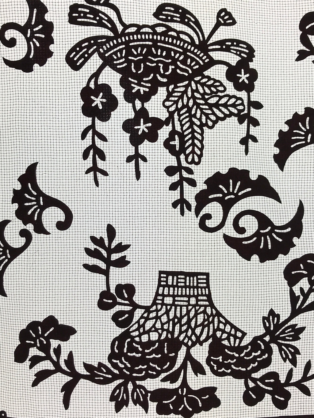 Antique Japanese Katagami Paper Kimono Stencil Carnation Plum Blossom A625