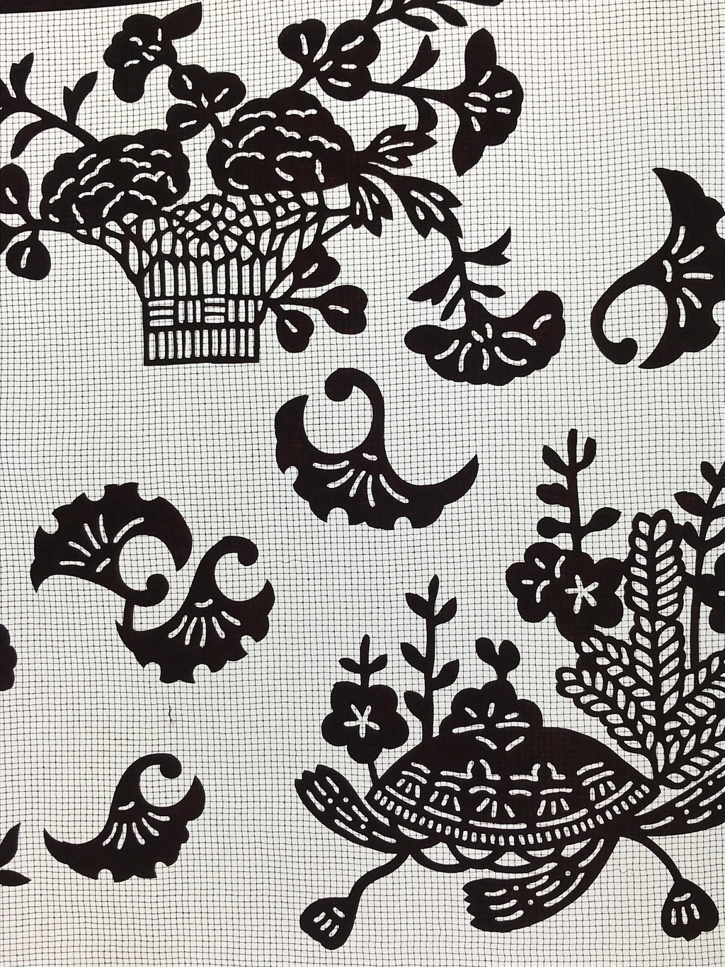 Antique Japanese Katagami Paper Kimono Stencil Carnation Plum Blossom A625