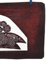 Antique Japanese Katagami Paper Kimono Stencil Cherry Blossom Village Iris A630