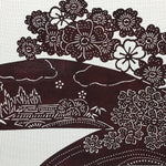 Antique Japanese Katagami Paper Kimono Stencil Cherry Blossom Village Iris A630