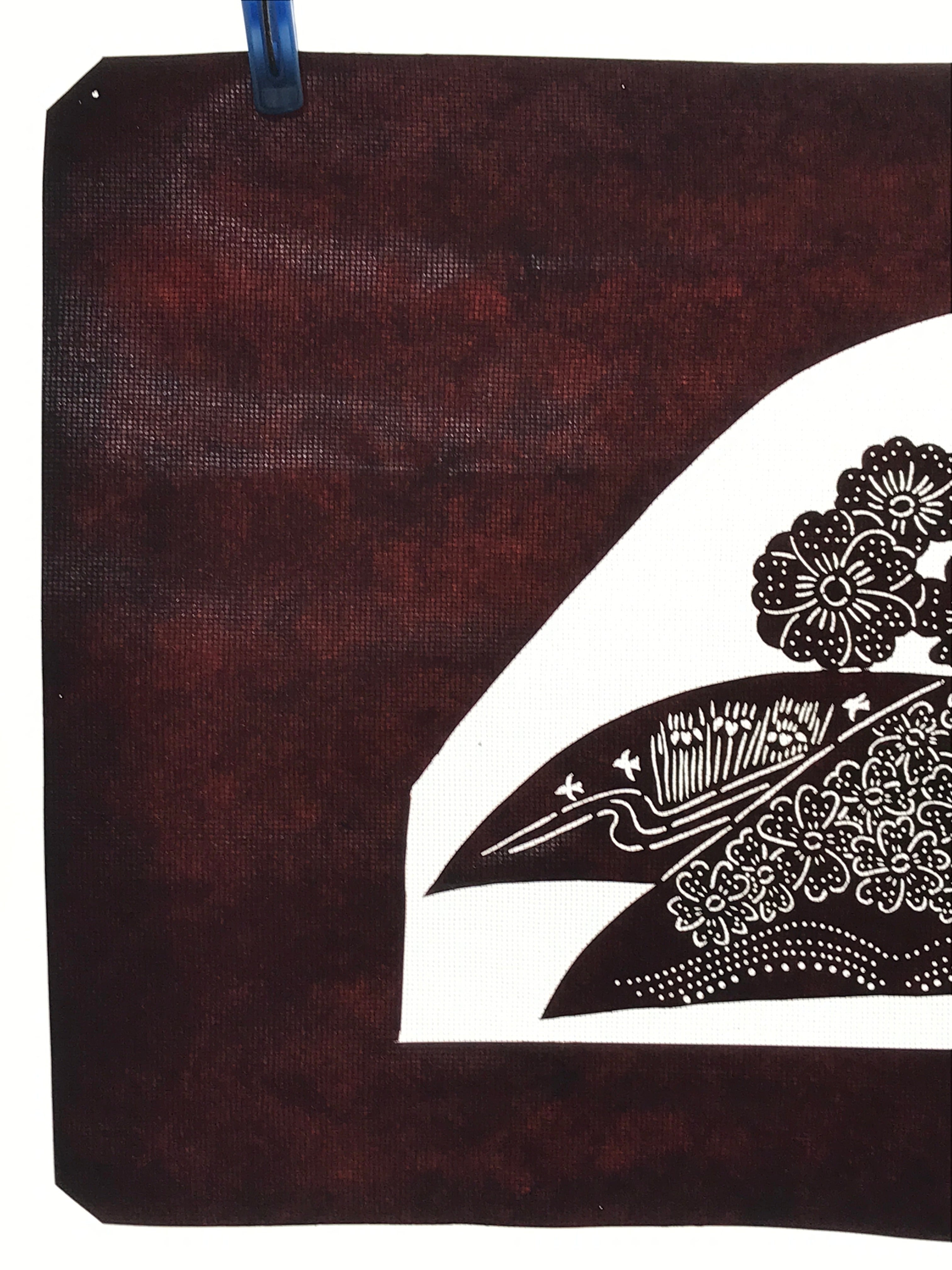 Antique Japanese Katagami Paper Kimono Stencil Cherry Blossom Village Iris A634