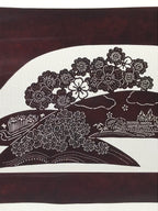 Antique Japanese Katagami Paper Kimono Stencil Cherry Blossom Village Iris A634