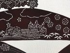 Antique Japanese Katagami Paper Kimono Stencil Cherry Blossom Village Iris A634