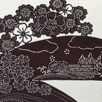 Antique Japanese Katagami Paper Kimono Stencil Cherry Blossom Village Iris A634