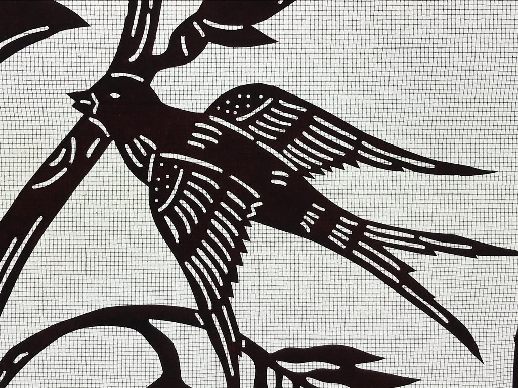 Antique Japanese Katagami Paper Kimono Stencil Flowers Birds Plants C889