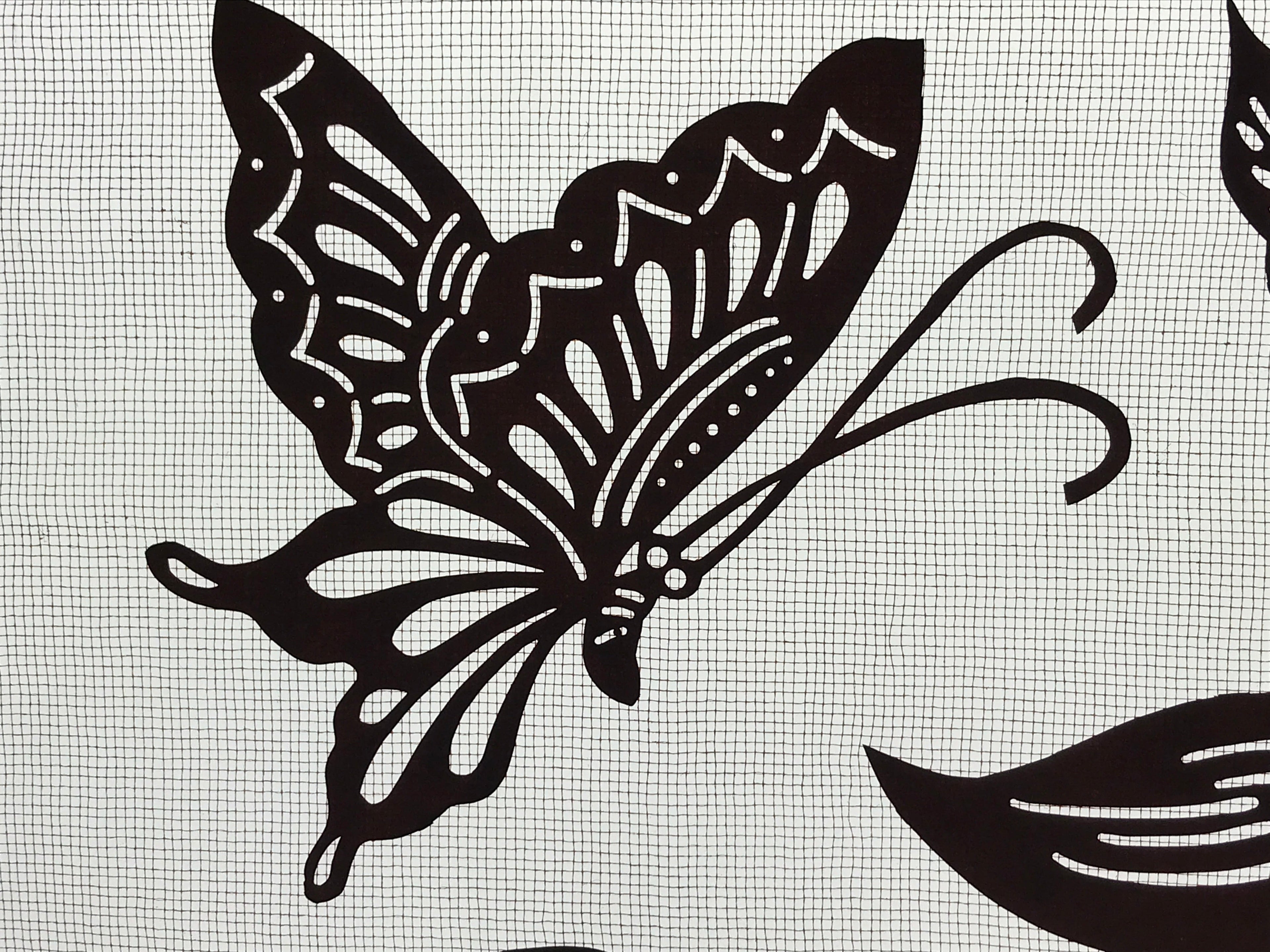 Antique Japanese Katagami Paper Kimono Stencil Flowers Birds Plants C889