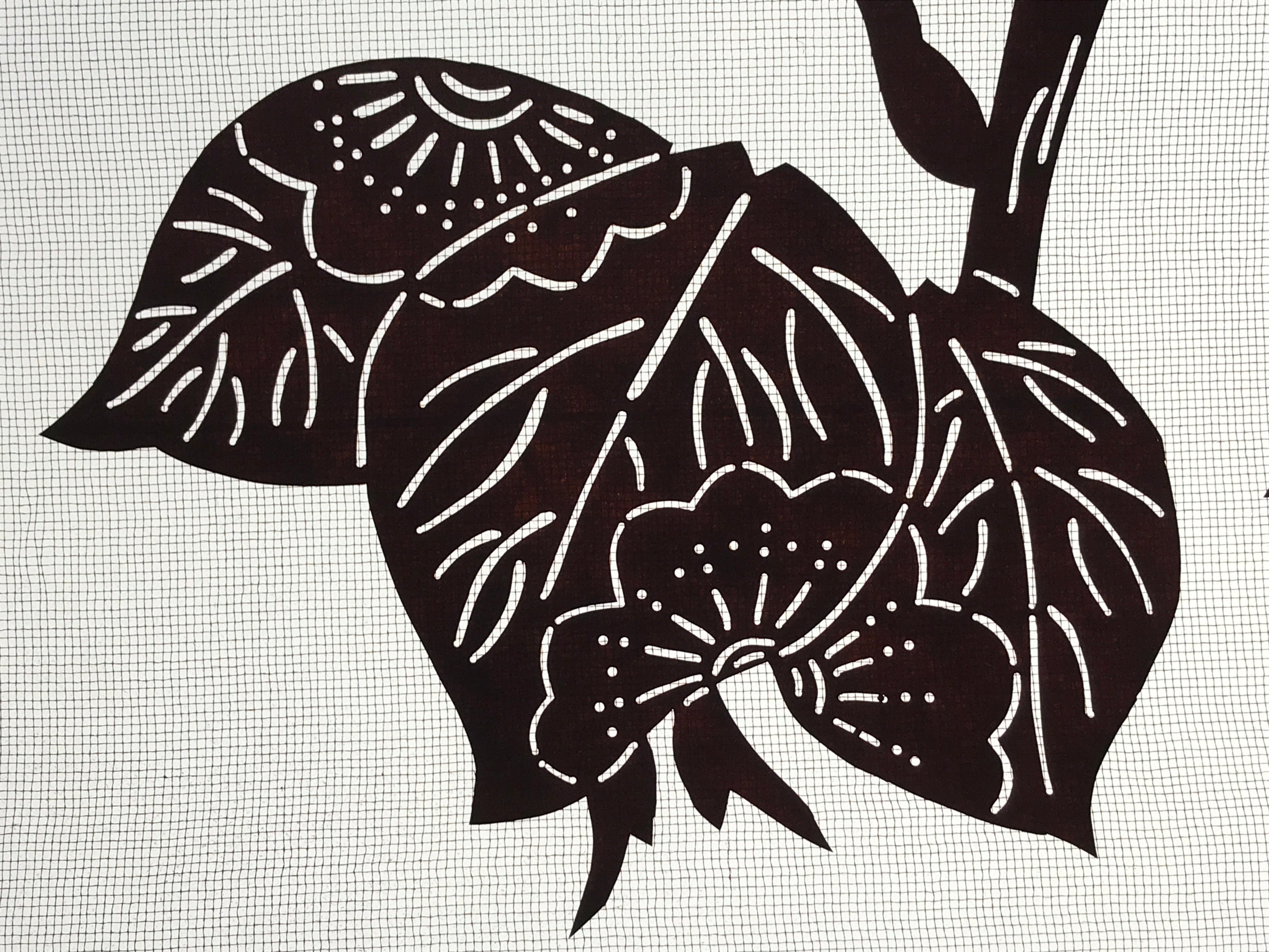 Antique Japanese Katagami Paper Kimono Stencil Flowers Birds Plants C889