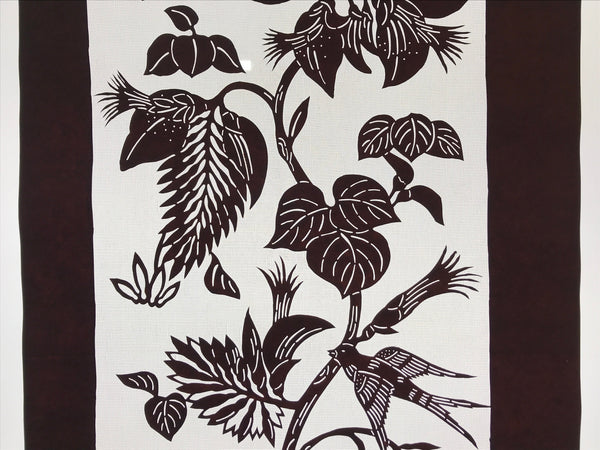 Vintage Japanese Kimoo Stencil Paper Katagami Flower Bird (23M-009)