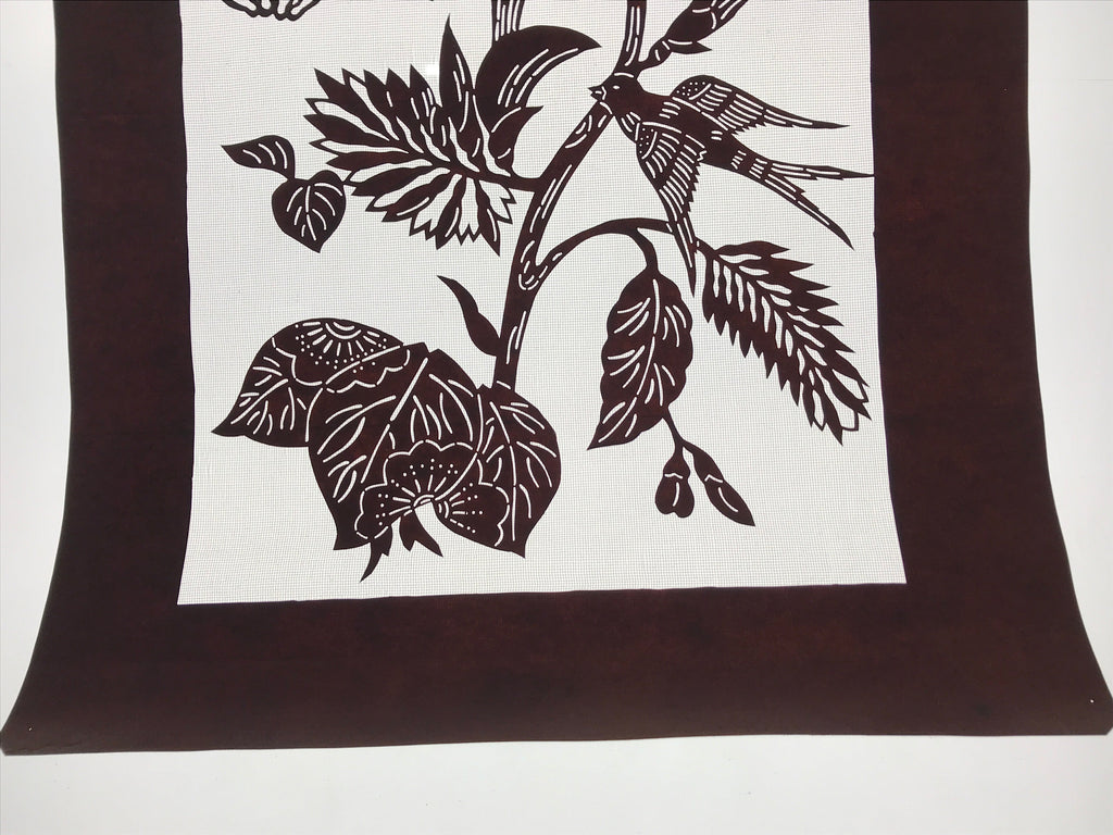 Antique Japanese Katagami Paper Kimono Stencil Flowers Birds Plants C889