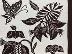 Antique Japanese Katagami Paper Kimono Stencil Flowers Birds Plants C889