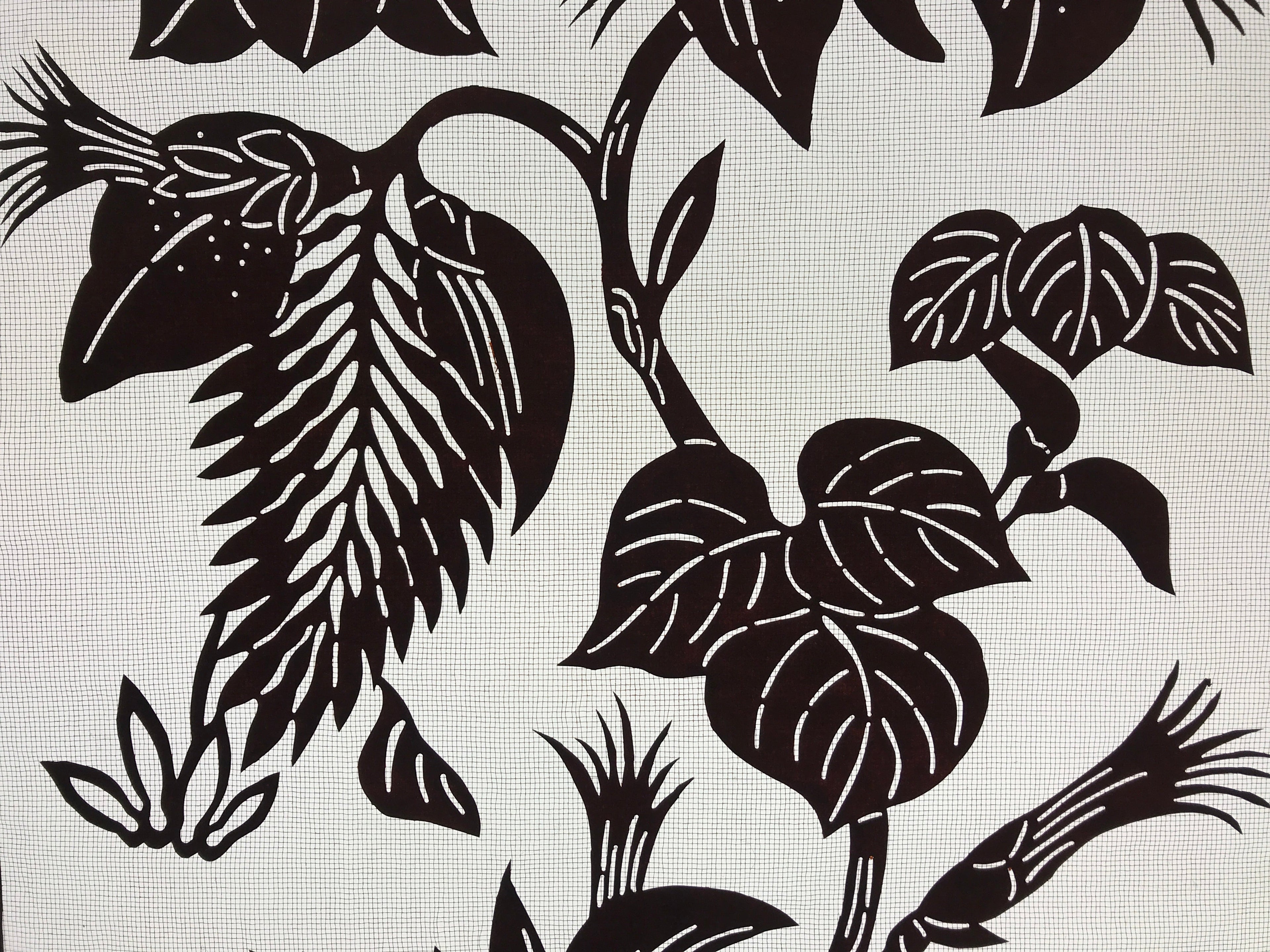 Antique Japanese Katagami Paper Kimono Stencil Flowers Birds Plants C889