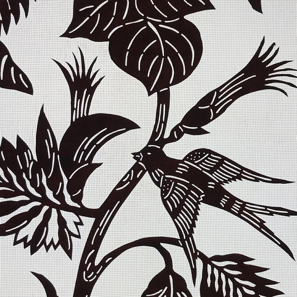 Antique Japanese Katagami Paper Kimono Stencil Flowers Birds Plants C889