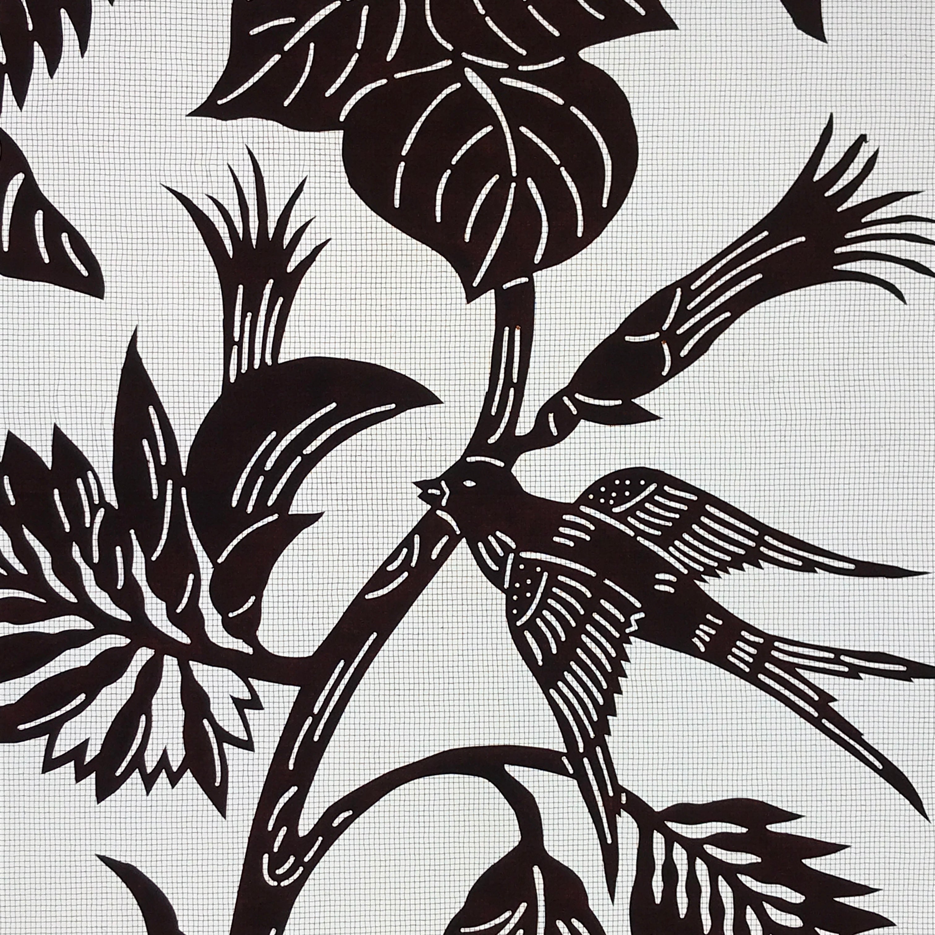 Antique Japanese Katagami Paper Kimono Stencil Flowers Birds Plants C889