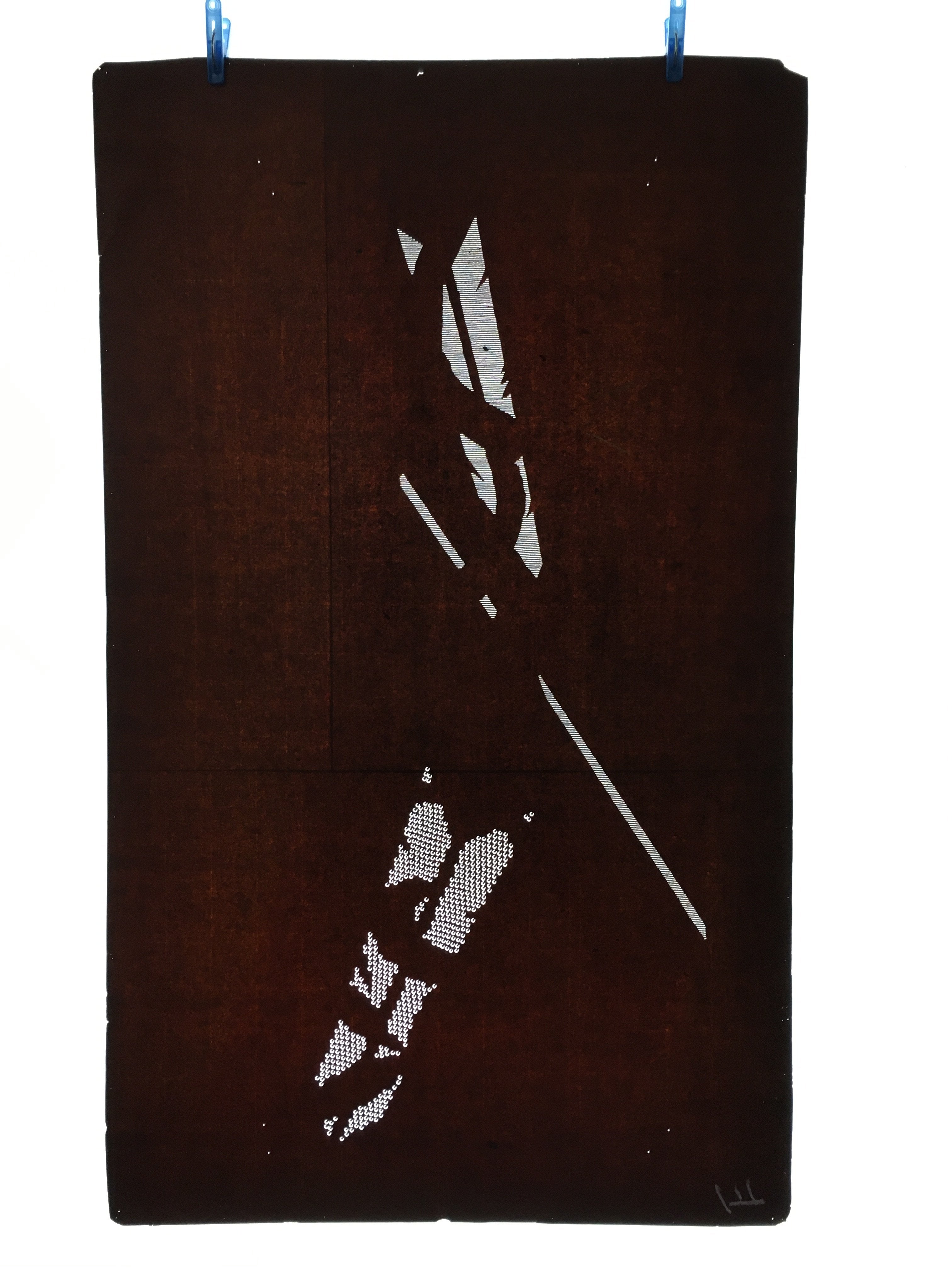 Antique Japanese Katagami Paper Kimono Stencil Katazome Arrow Design C656