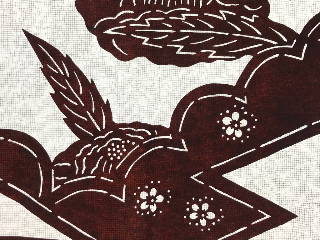 Antique Japanese Katagami Paper Kimono Stencil Katazome Camellia Flower A641