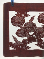 Antique Japanese Katagami Paper Kimono Stencil Katazome Camellia Flower A641