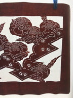 Antique Japanese Katagami Paper Kimono Stencil Katazome Camellia Flower A641