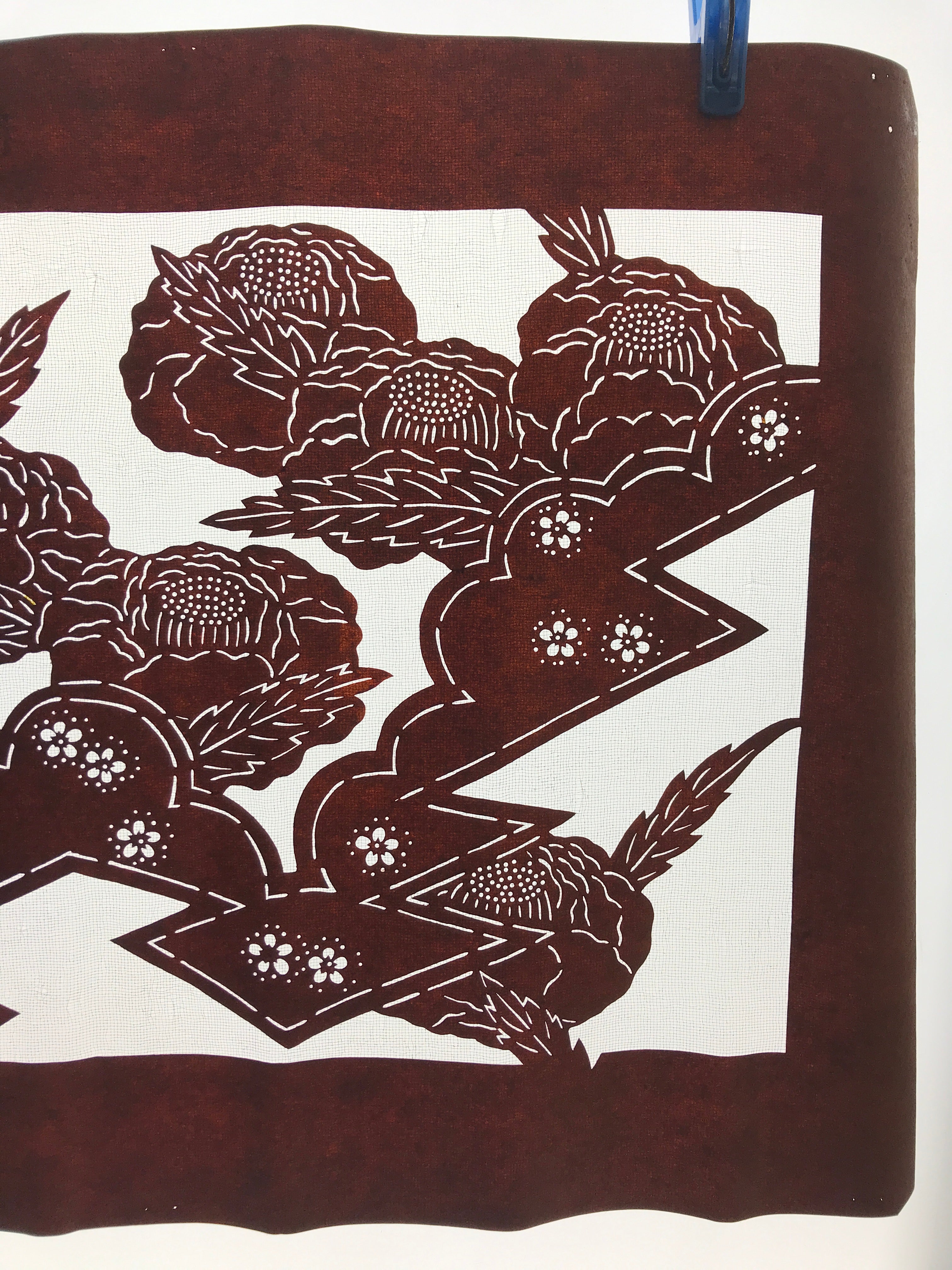 Antique Japanese Katagami Paper Kimono Stencil Katazome Camellia Flower A641