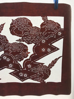 Antique Japanese Katagami Paper Kimono Stencil Katazome Camellia Flower A641