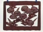 Antique Japanese Katagami Paper Kimono Stencil Katazome Camellia Flower A641