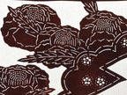 Antique Japanese Katagami Paper Kimono Stencil Katazome Camellia Flower A641