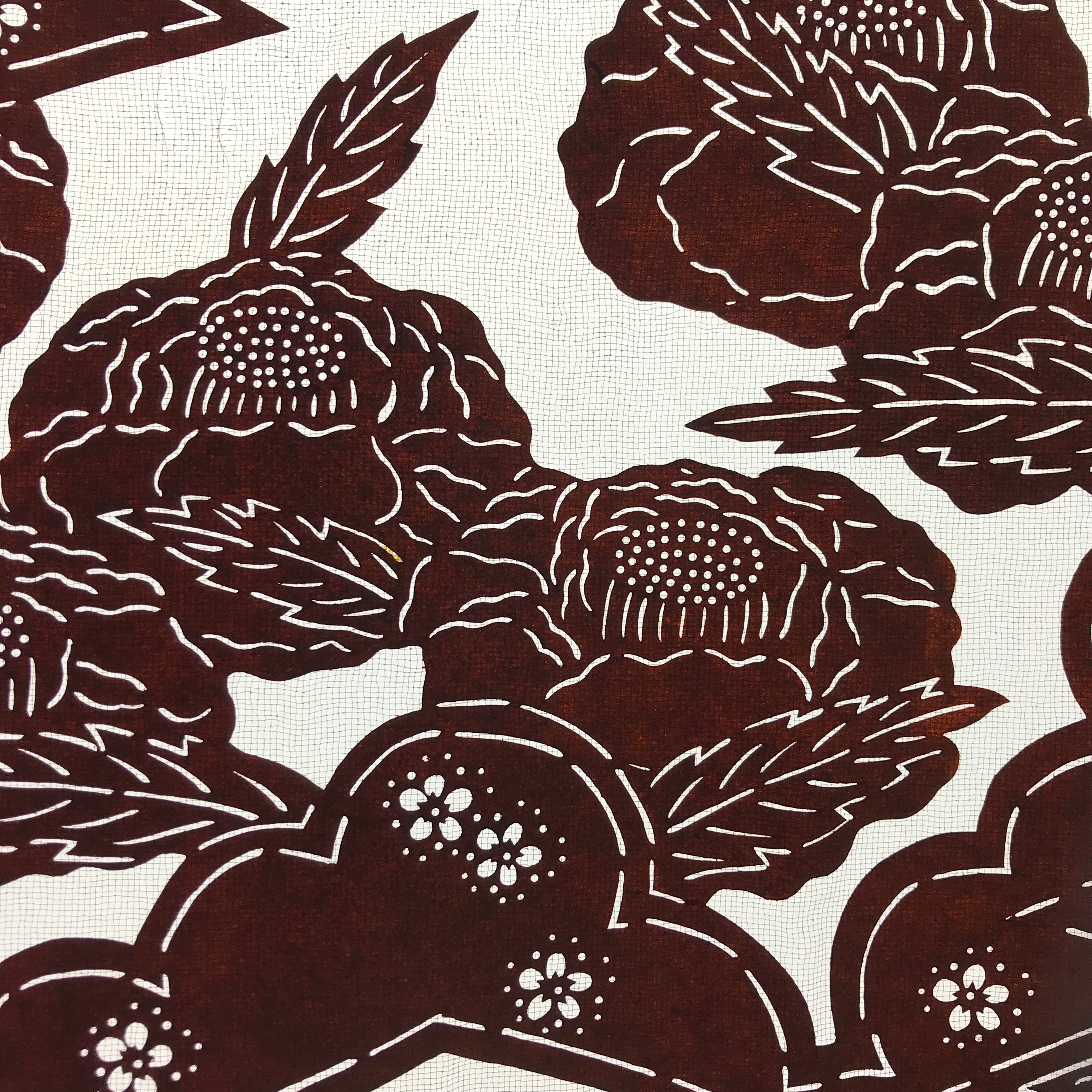 Antique Japanese Katagami Paper Kimono Stencil Katazome Camellia Flower A641