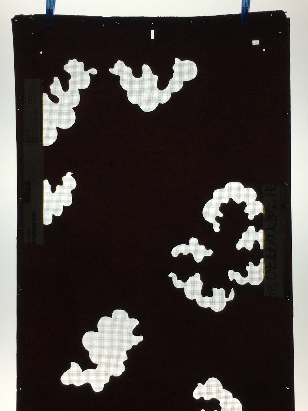 Antique Japanese Katagami Paper Kimono Stencil Katazome Cloud Pattern C866