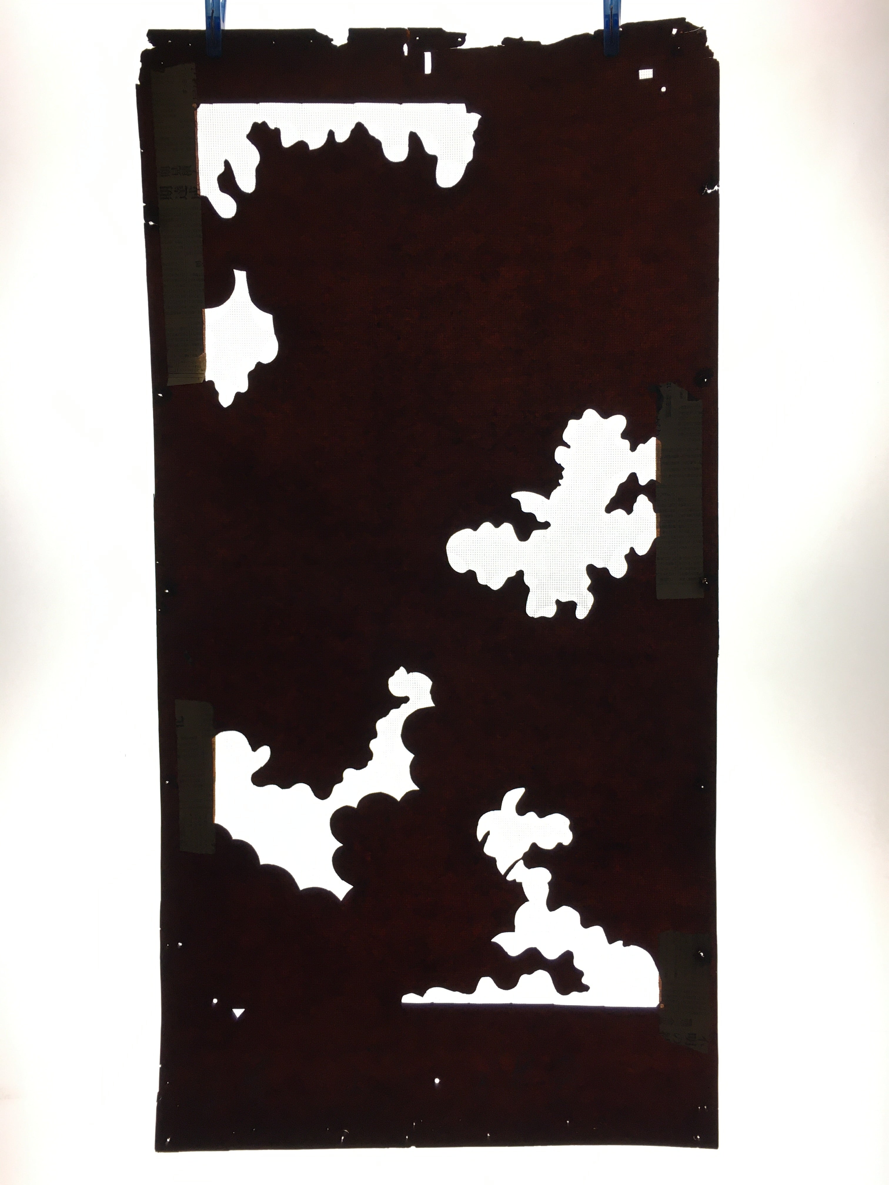 Antique Japanese Katagami Paper Kimono Stencil Katazome Cloud Pattern C868
