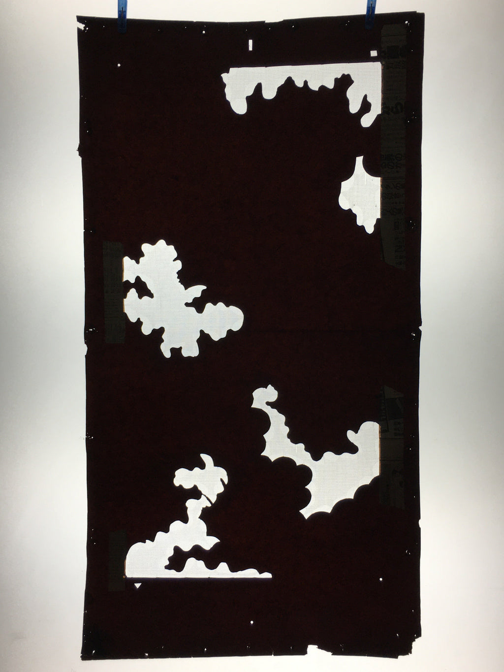 Antique Japanese Katagami Paper Kimono Stencil Katazome Cloud Pattern C869