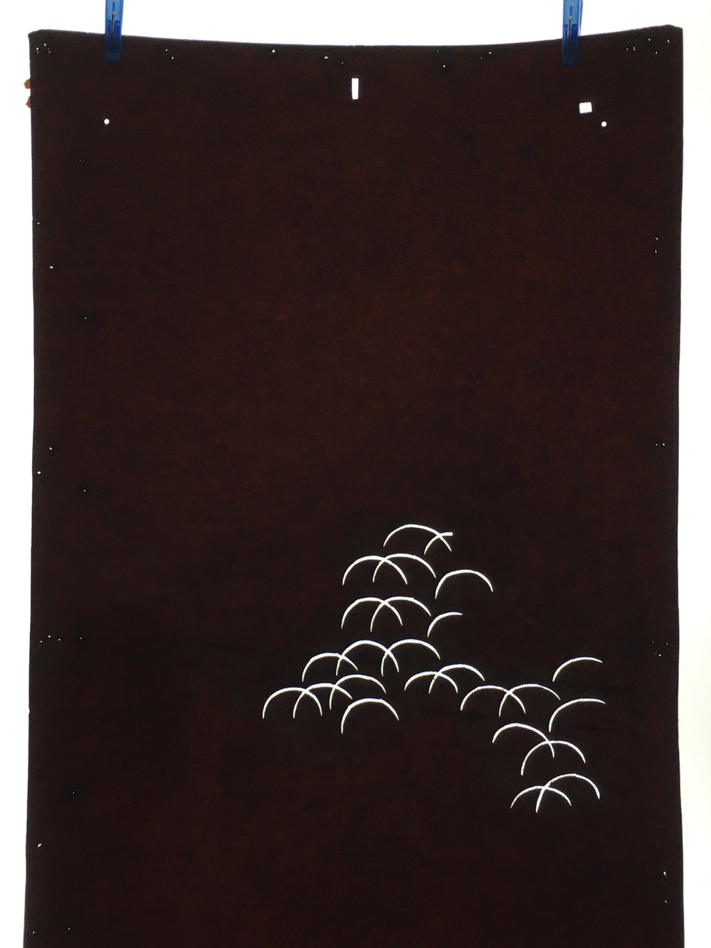 Antique Japanese Katagami Paper Kimono Stencil Katazome Curved Line Pattern C860