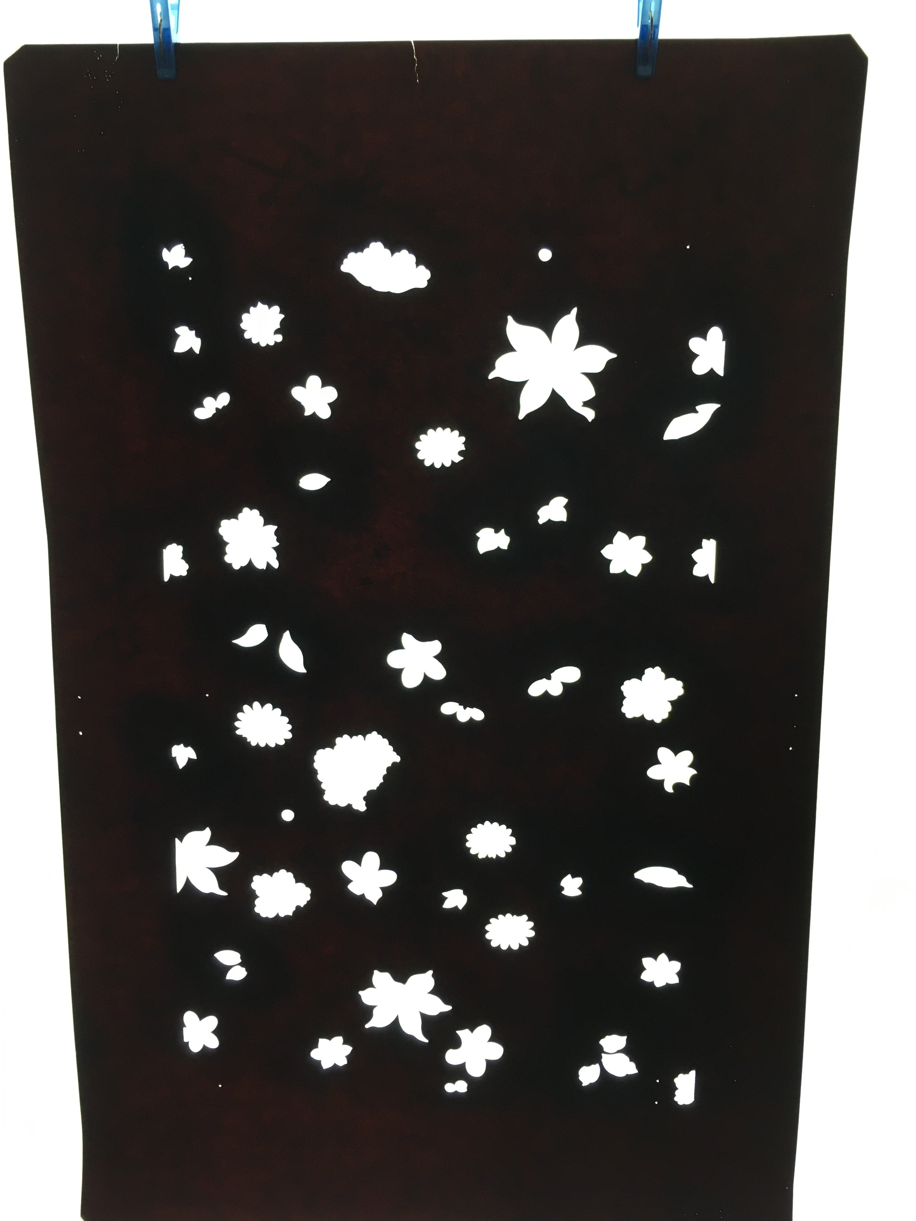 Antique Japanese Katagami Paper Kimono Stencil Katazome Design Flower Leaf C825
