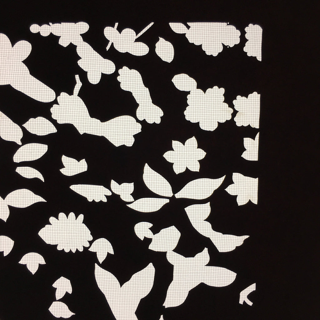 Antique Japanese Katagami Paper Kimono Stencil Katazome Design Flower Leaf C829
