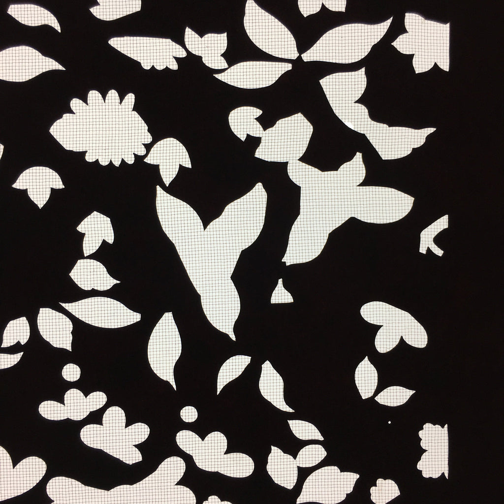 Antique Japanese Katagami Paper Kimono Stencil Katazome Design Flower Leaf C829