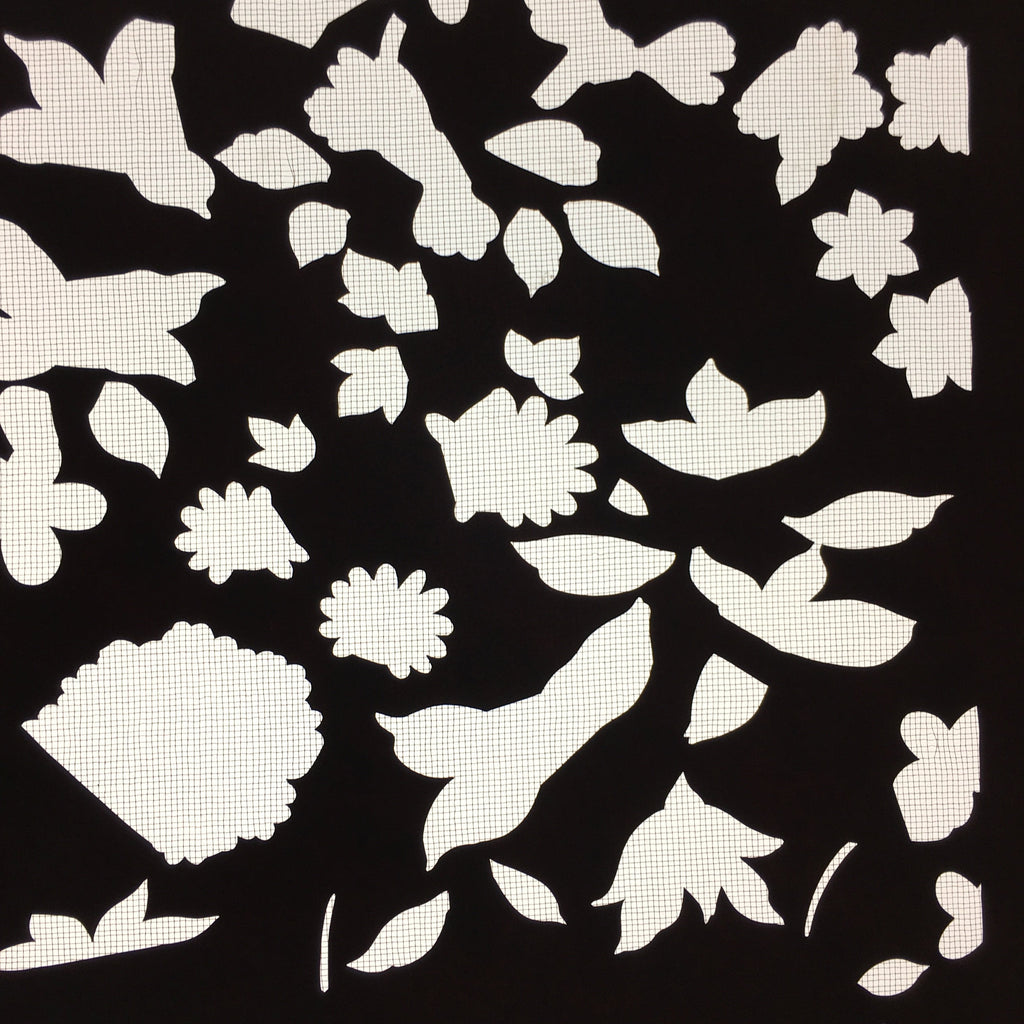 Antique Japanese Katagami Paper Kimono Stencil Katazome Design Flower Leaf C829
