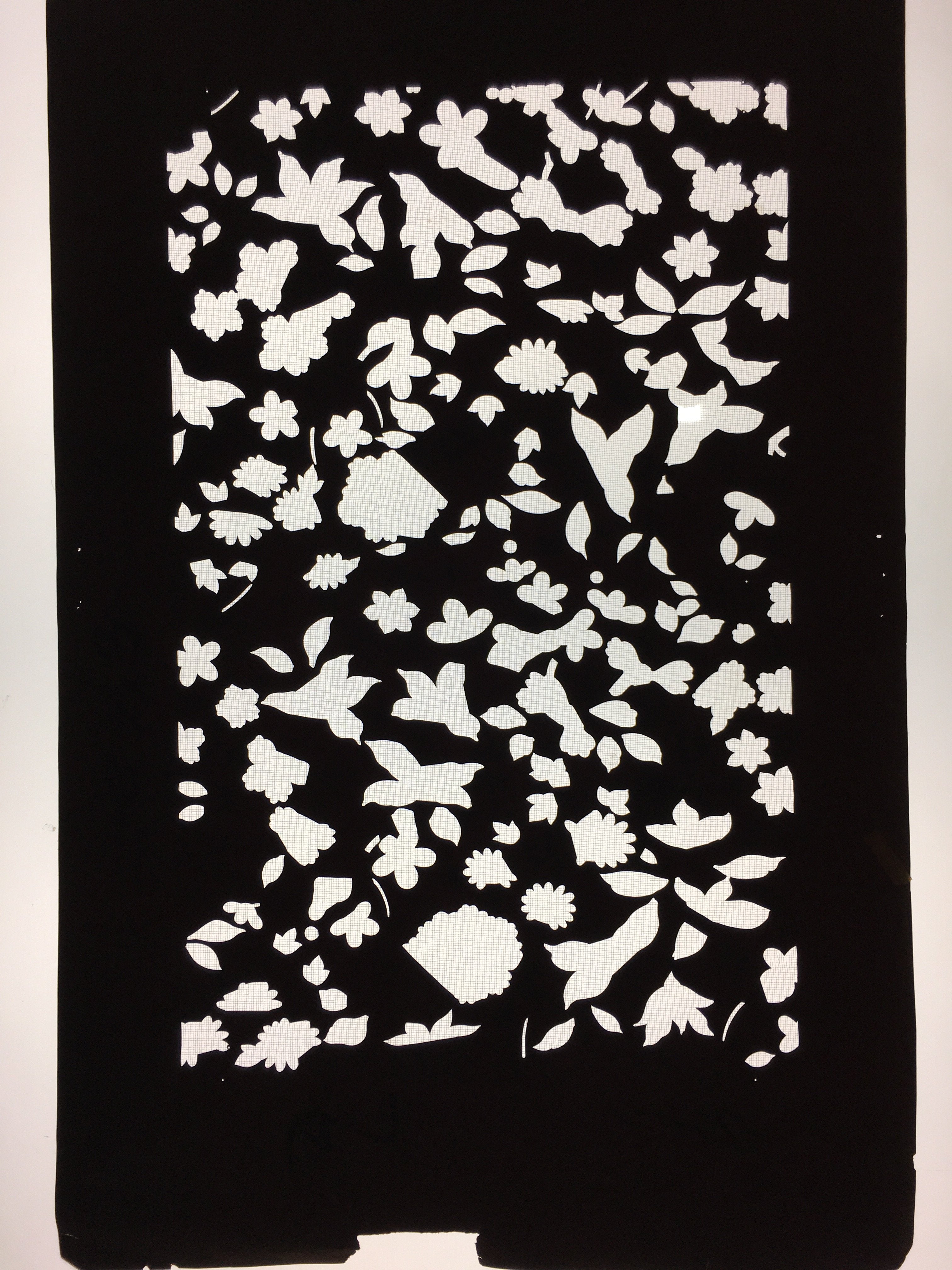 Antique Japanese Katagami Paper Kimono Stencil Katazome Design Flower Leaf C829