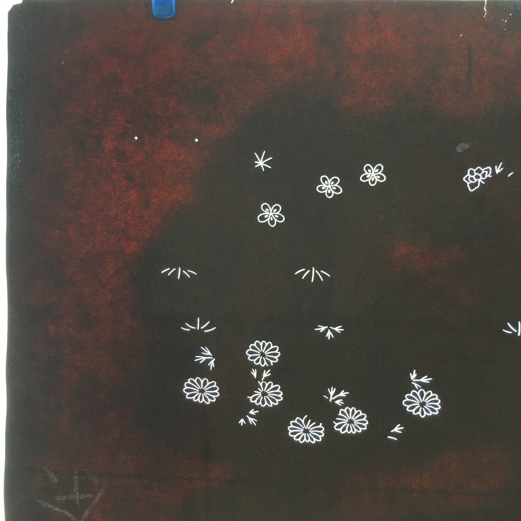 Antique Japanese Katagami Paper Kimono Stencil Katazome Design Flowers C834