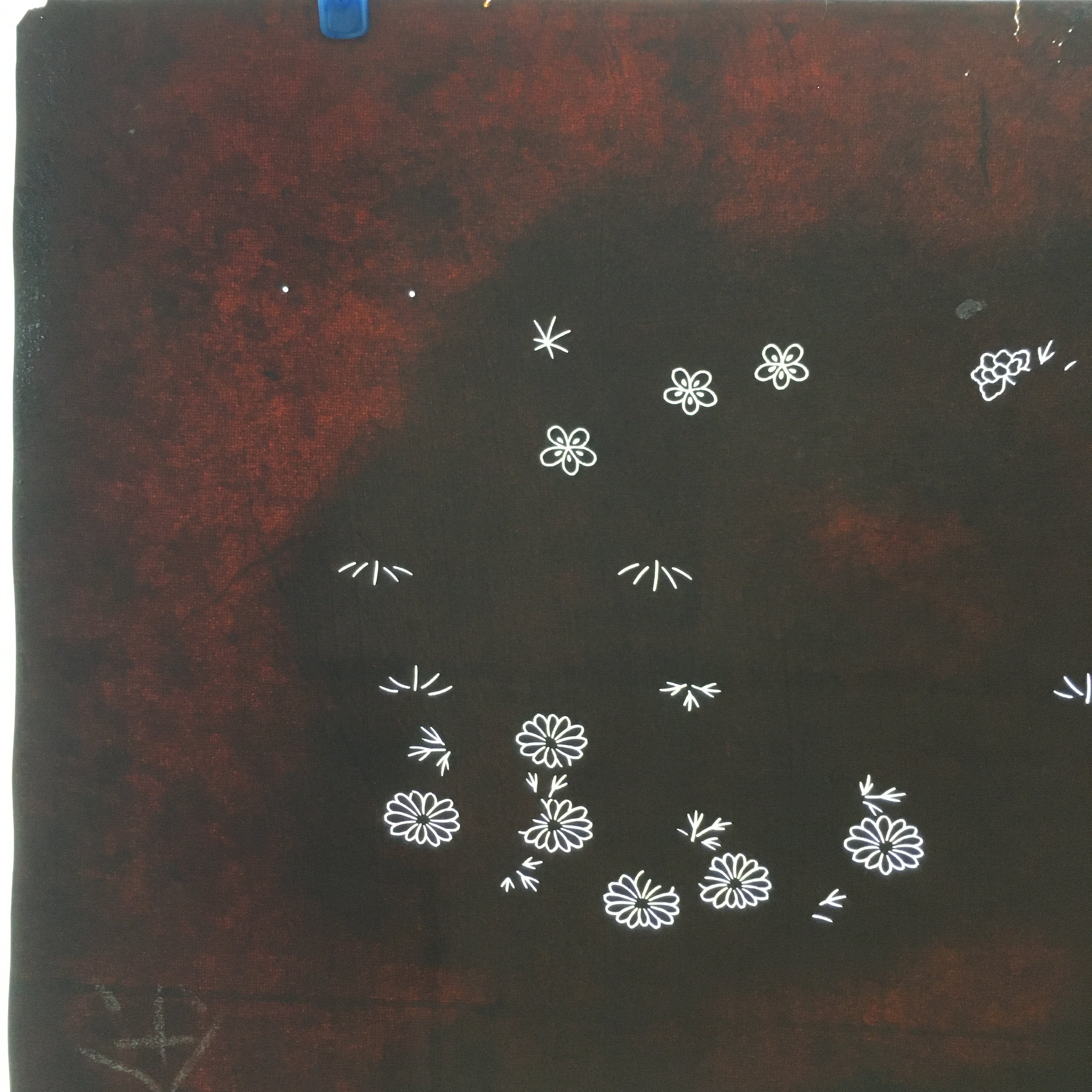 Antique Japanese Katagami Paper Kimono Stencil Katazome Design Flowers C834